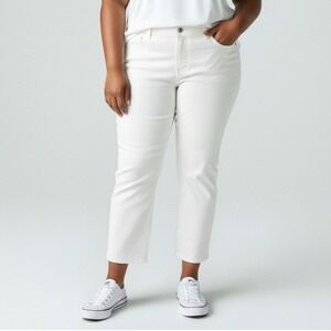 Democracy Jeans Women 16 Petite White Plus Size Coastal Denim Crop AbSolution